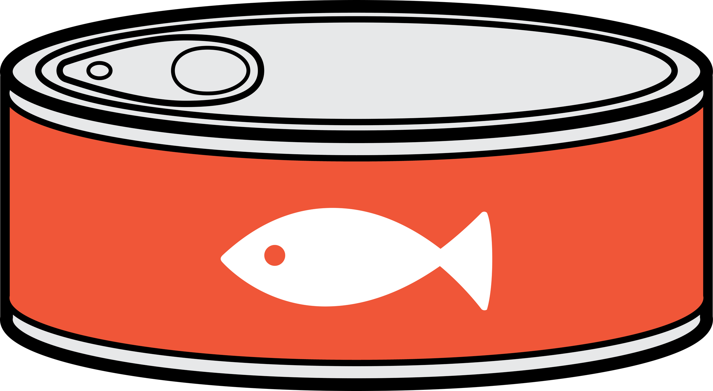 Canned food fish tuna salmon flavor cartoon style icon.